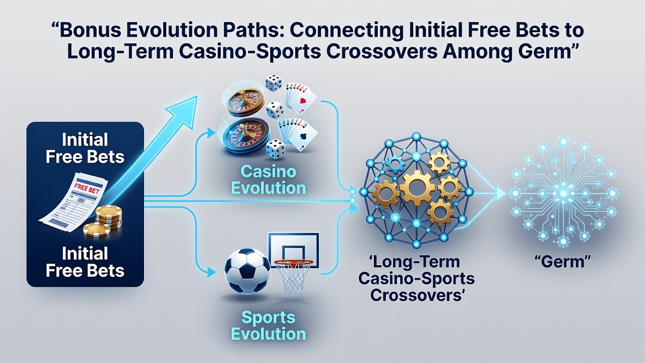 Illustration vernetzter Bonus-Systeme, die Sportwetten mit Casino-Elementen auf deutschen Plattformen verbinden