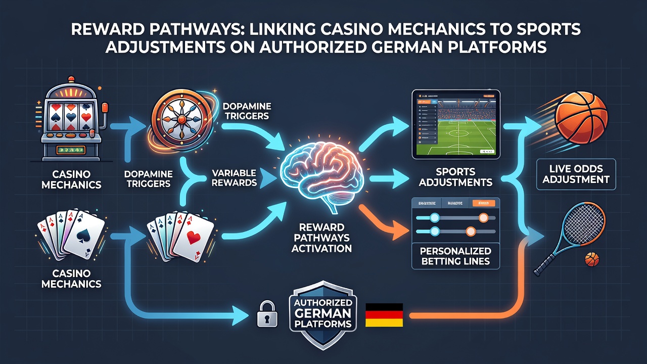 Infografik zu Belohnungsketten zwischen Casino und Sportwetten auf lizenzierten Plattformen in Deutschland